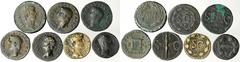 ROMAN EMPIRE ROMAN EMPIRE. Lot of (7) Bronzes of Augustus. 7 pieces in lot. Includes: (1) OCTAVIAN, AE Sestertius or Dupondius(?), bare head of Octavian right, star before, "DIVI F." behind; Reverse: 