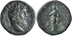 ROMAN EMPIRE PERTINAX, A.D. 193. Sestertius (25.9 gms), Rome Mint. RIC-22. Laureate head of Pertinax right; Reverse: Providentia standing facing head left raising hand toward star in left field other 