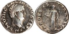 OTHO, A.D. 69. AR Denarius (3.36 gms), Rome Mint. RIC-4. Bare head of Otho right; Reverse: Pax draped standing left holding branch and caduceus. Well centered.VERY FINE.