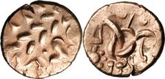 CELTIC BRITAIN. AV Stater (5.38 gms) ca. 45-10 B.C. S-390; VA-809.1; BMC-3145. South Ferriby type. Abstract head of Apollo right; Reverse: Disjointed horse left, sunflower below horse. EXTREMELY FINE.