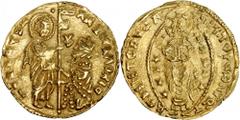 GREECE. Chios. Ducat, ND (1400-1500). Thomas Mocenigo (1414-23). Fr-2e. Imitation of a Venetian gold Ducat. Crude strike. EXTREMELY FINE.