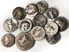 MIXED LOTS. Greek. AR Tetradrachms. 14 pieces in lot. A study group of Greek silver Tetradrachms. Includes: Ptolemaic issues, Alexandrian issues and various others. Some pieces have minor deposits, bu