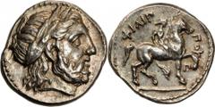 MACEDON. Kingdom of Macedon. Philip II, 359-336 B.C. AR Tetradrachm (14.28 gms), Amphipolis Mint, ca. 323-315 B.C. LeRider-pl.46#19. Posthumous issue, struck under Philip III. Laureate head of Zeus ri