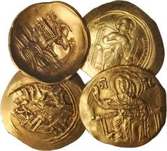 MIXED LOTS. Byzantine. Late Large Gold Issues, ca. A.D. 1059-1245. 4 pieces in lot. A grouping of late Byzantine gold issues, including a Histamenon Nomisma and Billion Trachea. Some doubling (as expe