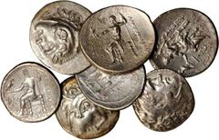 MACEDON. Kingdom of Macedon. Alexander III (the Great) 336-323 B.C. Lot of (7) AR Tetradrachms, Various Mints. 7 pieces in lot. A grouping of Alexander Tetradrachms of similar style, though with sligh