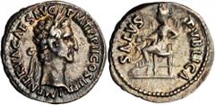 NERVA, A.D. 96-98. AR Denarius (3.30 gms), Rome Mint, A.D. 97. cf.RIC-33. "IMP NERVA CAES AVG P M TR P II COS III P P", laureate head of Nerva facing right; Reverse: "SALVS PVBLICA" Salus enthroned fa