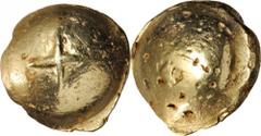 Celtic Britain CELTIC. East Central Gaul. The Senones. AV Ball Stater (7.42 gms), 100-80 BC. Castelin-704. Plain globular piece with protruding rim, cross in relief on one side.  Neat and interesting.
