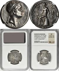 Seleukid Kingdom SYRIA. Seleukid Kingdom. Antiochus III (223-187 B.C.). AR Tetradrachm (17.04 gms), Ecbatana Mint. SNG Israel-773.  Diademed head of Antiochus right within dotted border, no control ma