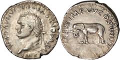 Titus, A.D. 79-81 TITUS, A.D. 79-81. AR Denarius (3.24 gms), Rome Mint, A.D. 80. BOLD VERY FINE. RIC-116. "IMP TITVS CAES VESPASIAN AVG P M" Laureate head of Titus facing left; Reverse: "TR P IX IMP X