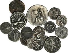 MIXED LOTS MIXED LOTS. Greek & Roman Silver & Bronze Issues, ca. 5th Century BC-4th Century A.D. FINE-VERY FINE. 20 pieces in lot, with examples spanning much of the ancient world. Nearly all silver w