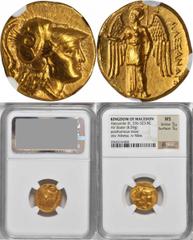 Alexander III (the Great), 336-323 B.C MACEDON. Kingdom of Macedon. Alexander III (the Great), 336-323 B.C. AV Stater (8.59 gms), Macedonia Mint, ca. 330-320 B.C. NGC MS, Strike: 5/5 Surface: 5/5. cf.
