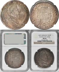 GERMANY GERMANY. Alsace. Taler, 1607. Ensisheim Mint. Rudolph II (1603-12). NGC MS-64. KM-246.4; Dav-3036. The only coin seen at the grading services, and almost certainly one of the finest extant. A 
