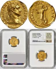 Domitian, A.D. 81-96 Fine Style Domitian Aureus DOMITIAN, A.D. 81-96. AV Aureus (7.46 gms), Rome Mint, ca. A.D. 90-91. NGC Ch AU, Strike: 5/5 Surface: 2/5. Fine Style. RIC-697; Calico-841. "DOMITIANVS