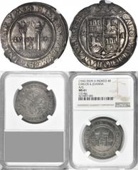Carlos & Johanna MEXICO. Carlos & Johanna, Late Series. 4 Reales, ND (ca. 1542-55). Assayer A (M-A/G). NGC MS-61. KM-18; Nesmith-58 (unlisted over assayer); Cal-type-58#79. SCARCE over assayer, and th