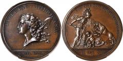Early American and Betts Medals Classic Libertas Americana Medal A Beautiful Choice Impression in Bronze "1781" (1782) Libertas Americana Medal. Original. Bronze. By Augustin Dupre. Betts-615. MS-63 B