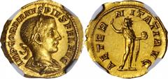 Gordian III Africanus, A.D. 238-244 GORDIAN III AFRICANUS, A.D. 238-244. AV Aureus (5.24 gms), Rome Mint, ca. A.D. 241-243. NGC MS, Strike: 5/5 Surface: 3/5. RIC-97; Calico-3186. "IMP GORDIANVS PIVS F