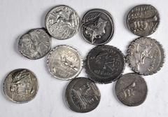 ROMAN REPUBLIC ROMAN REPUBLIC. Lot of (10) AR Denarii, ca. 2nd Century B.C. to 2nd Century A.D. VERY FINE to EXTREMELY FINE. A nice grouping of nine Roman Republic AR Denarii plus one AR Denarius of J