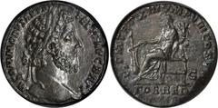 Commodus, A.D. 177-192 COMMODUS, A.D. 177-192. AE Sestertius (25.18 gms), Rome Mint, ca. A.D. 187-88. NGC Ch EF, Strike: 5/5 Surface: 3/5. Light Smoothing. RIC-513. "M COMMODVS ANT P FELIX AVG BRIT" L