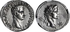 CALIGULA, A.D. 37-41. AR Denarius (3.83 gms), Lugdunum Mint, ca. A.D. 37. RIC-2; BMC-3. "C CAESAR AVG GERM P M TR POT COS" Bare head of Caligula facing right; Reverse: Radiate deified bust of August f