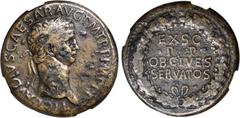 CLAUDIUS, A.D. 41-54. AE Sestertius (29.89 gms), Rome Mint, ca, A.D. 42. RIC-112. "TI CLAVDIVS CAESAR AVG P M TR P IMP P P" Laureate head of Claudius facing right; Reverse: "EX S C / P P / OB CIVES / 