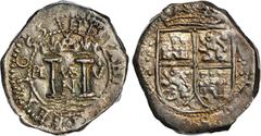 COLOMBIA. 1655 4 Reales. Santa Fe de Nuevo Reino (Bogotá) mint. Philip IV (1621-1665). Restrepo M38.3. AU-53 (PCGS). 13.86 grams. Though plated in Restrepo, the 1655 date was unlisted in both Restrepo