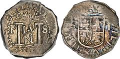 COLOMBIA. 1653-R Real. Santa Fe de Nuevo Reino (Bogotá) mint. Philip IV (1621-1665). Restrepo M24.9. AU-50 (PCGS). 3.41 grams. Cataloged by Nesmith as 1655 and our consignor as 1653; we could make a c