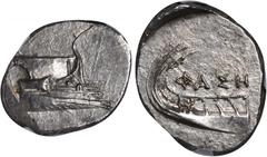 LYCIA. Phaselis. AR Stater (10.36 gms), ca. 4th Century B.C. cf.Heipp-Tamer Series 6. Prow of galley facing right with fighting platform; Reverse: Stern of galley facing left. Struck on a well made pl