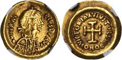 HERACLIUS, 610-641. AV Tremissis (1.49 gms), Ravenna Mint, ca. A.D. 611-641. S-902; Ranieri-575. Diademed, draped and cuirassed bust of Heraclius right; Reverse: Cross potent with legend around. Flan 