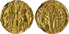 GREECE. Chios. Milanese Dukes. Ducat, ND. Philip Maria Visconti (1421-36). NGC AU Details--Surface Hairlines. 3.45 gms. Fr-4. Imitation of a Venetian gold Ducat, struck on the Greek island of Chios. H