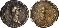 NERVA, A.D. 96-98. AE Sestertius, Rome Mint, ca. A.D. 97. RIC-60. "IMP NERVA CAES AVG P M TR P COS III P P" Laureate head of Nerva facing right; Reverse: "FORTUNA AVGVST" Fortuna standing facing left,
