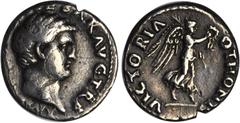 OTHO, A.D. 69. AR Denarius (3.41 gms), Rome Mint. VERY FINE. RIC-14. "IM[P M OTHO CA]ESAR AVG TR P" Bare head of Otho facing right; Reverse: "VICTORIA OTHONIS" Draped Victory flying right, holding wre