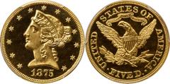 Liberty Head Half Eagle Legendary Proof 1875 Half Eagle From a Mintage of Just 20 CoinsAs Few As Five in Private Collections 1875 Liberty Head Half Eagle. JD-1, the only known dies. Proof-65 Cameo (PC