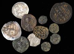 MIXED LOTS. Group of Silver and Bronze Denominations (12 Pieces), 309 to 1297. GOOD FINE to NEAR EXTREMELY FINE. A solid mix of ancient and Byzantine types, featuring a couple Sasanian silver drachms,