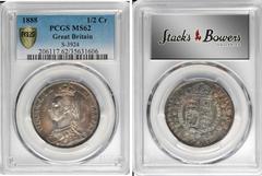GREAT BRITAIN. Denomination Run (4 Pieces), 1888. London Mint. Victoria. All PCGS Gold Shield Certified. 1) 1/2 Crown. PCGS MS-62 Gold Shield. S-3924; KM-764.2) Florin. PCGS MS-62 Gold Shield. S-3925;