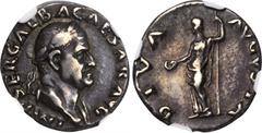 GALBA, A.D. 68-69. AR Denarius (3.49 gms), Rome Mint. NGC Ch VF, Strike: 5/5 Surface: 4/5. Fine Style. RIC-189; RSC-55a. Obverse: Laureate and draped bust right; Reverse: Livia standing left, holding 