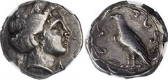 PELOPONNESOS. Elis. Olympia. AR Stater (12.07 gms), Hera Mint, 108th Olympiad, 348 B.C. NGC Ch EF, Strike: 3/5 Surface: 5/5. Seltman-324a (dies EZ/ιη--this coin, rev. illustrated); BCD Olympia-149 (sa