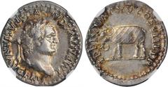 TITUS, A.D. 79-81. AR Denarius (3.20 gms), Rome Mint, A.D. 80. NGC AU, Strike: 4/5 Surface: 5/5. RIC-115; RSC-303. Obverse: IMP TITVS CAES VESPASIAN AVG P M, laureate head right; Reverse: TR P IX IMP 