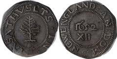 Pine Tree Shilling 1652 Pine Tree Shilling. Large Planchet. Noe-1, Salmon 1-A, W-690. Rarity-2. Pellets at Trunk. EF-45 (PCGS). 70.5 grains. This example offers superior EF quality for the iconic N-1 