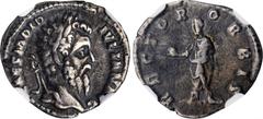 DIDIUS JULIANUS, A.D. 193. AR Denarius (2.55 gms), Rome Mint, A.D. 193. NGC VF, Strike: 5/5 Surface: 3/5. Edge Filing. RIC-3; RSC-15. Obverse: Laureate head right; Reverse: Didius Julianus standing le