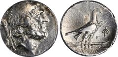 LYCIA. Oinoanda. AR Didrachm, ca. 200 B.C. ICG VF 35. Ashton, Oinoanda-11 (A4/P7). Obverse: Laureate head of Zeus right; B and scepter to left; Reverse: Eagle standing right on winged thunderbolt; gra