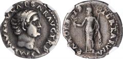 OTHO, A.D. 69. AR Denarius, Rome Mint, A.D. 69. NGC VF. RIC-4; RSC-3. Obverse: Bare head right; Reverse: Pax standing left, holding branch and caduceus. Always a popular emperor owing to his limited t