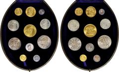 GREAT BRITAIN. Jubilee Mint Set (11 Pieces), 1887. London Mint. Grade Range: UNCIRCULATED Details to CHOICE UNCIRCULATED. This exceptional presentation set--including its own custom period box for ele