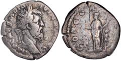 DIDIUS JULIANUS, A.D. 193. AR Denarius, Rome Mint, A.D. 193. NEARLY FINE. RIC-1; RSC-2. Obverse: Laureate head right; Reverse: Concordia standing left, holding aquila and signum. Though exhibiting a f