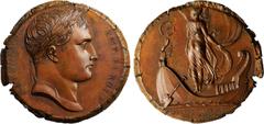 FRANCE. Surrender of Paris Bronze Medal, 1814. Napoleon as Emperor. UNCIRCULATED. Br-1365. Medal engraved by Andrieu and Brenet. Struck to commemorate the surrender of Paris. Obverse: Laureate head of