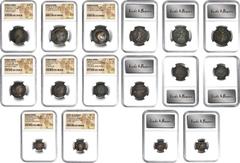 Ancients MIXED LOTS. Octet of Bronze Denominations (8 Pieces), A.D. 138-363. All NGC Certified. 1) Antoninus Pius. AE As (12.29 gms). NGC Ch F, Strike: 5/5 Surface: 4/5.2) Faustina, Jr. AE Sestertius 