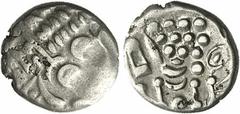 CELTIC BRITAIN Durotriges. AR Stater (5.56gms), circa mid 1st century BC-mid 1st century AD. Van ARS-1235/1; S-366. Celticized head of Apollo; Reverse: Disjointed horse. EX: Isle of Wight hoard, found