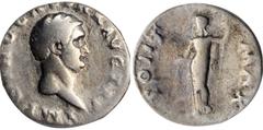 OTHO, A.D. 69. AR Denarius, Rome Mint. ANACS EF 40. RIC-19; RSC-9. Obverse: Bare head right; Reverse: Aequitas standing left, holding scales and pertica. Always a desirable emperor given the short rei