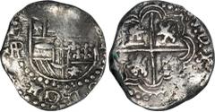 BOLIVIA. Cob 2 Reales, ND (1618)-P RAL. Potosi Mint. Philip III. FINE. KM-8; Cal-type 129#630. Weight: 6.8 gms. A boldly detailed Cob, with clear mintmark and assayer letters. Provenance from the wrec