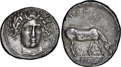 Salton Collection: Ancient Coins THESSALY. Larissa. AR Drachm (6.07 gms), ca. 369-360 B.C. NGC AU, Strike: 5/5 Surface: 2/5. Smoothing. HGC-4, 430; BCD Thessaly-II, 281-2; SNG Lockett-1581 (this coin)