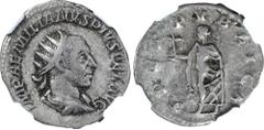 Ancient Coins AEMILIAN, A.D. 252-253. AR Double Denarius (Antoninianus), Rome Mint, A.D. 253. NGC VF. RIC-10; RSC-47. Obverse: Radiate, draped, and cuirassed bust right; Reverse: Spes advancing left. 